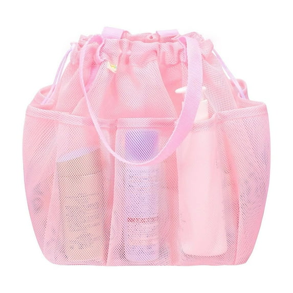 Large Drawstring Mesh Shower Bag with Double Handles – Water-Resistant Toiletry Organizer for Beach, Travel, Gym & Dorm Rooms (20x16cm)
