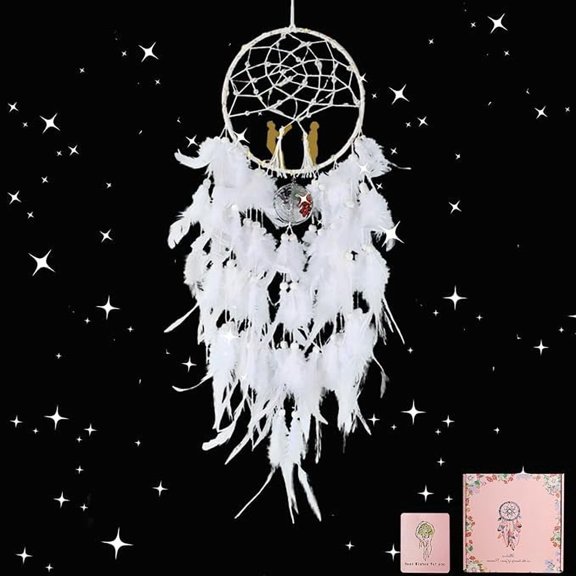 Large Dream Catcher Wall Hanging Tree of Life Decor with LED Light Handmade Feather Decoration