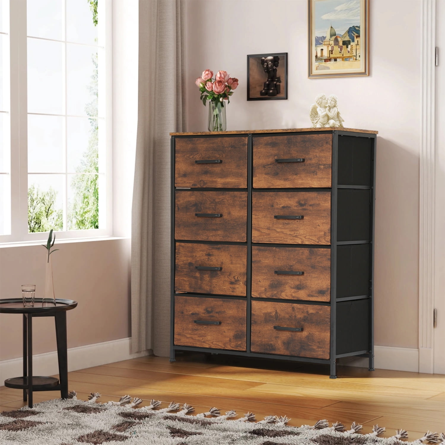 YRLLENSDAN,Large Dressers for Bedroom Tall, Plastic Dressers,Dressers for Women Bedroom, Storage Drawer Dresser, Closet Dressers ,Wood Top,Nature