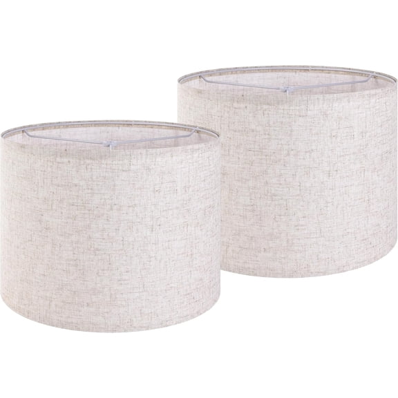 Large Drum Lamp shades Set of 2 Oatmeal Linen Lampshade 16" Top x 16" Bottom x 12" High (Spider) Farmhouse Lampshade for Table & Floor Lamp - Lampshades Replacement By GO&SO