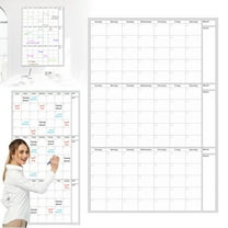 Large Dry Erase Calendar for Wall, Undated 3 Month Calendar, Reusable Erasable White Board with 2 Markers & 1 Double-Sided Tape, Great Layout Wall Calendar Monthly for Home Office School, 24*36 in