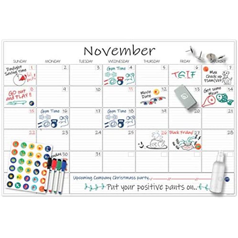 Large Dry Erase Wall Calendar - 24" x 36" - Undated 2022 Monthly Organizer  Planner - Erasable Oversized Giant Planner for Home Office Business  Classroom Dorm Room - Reusable Jumbo Week Planner - Walmart.com