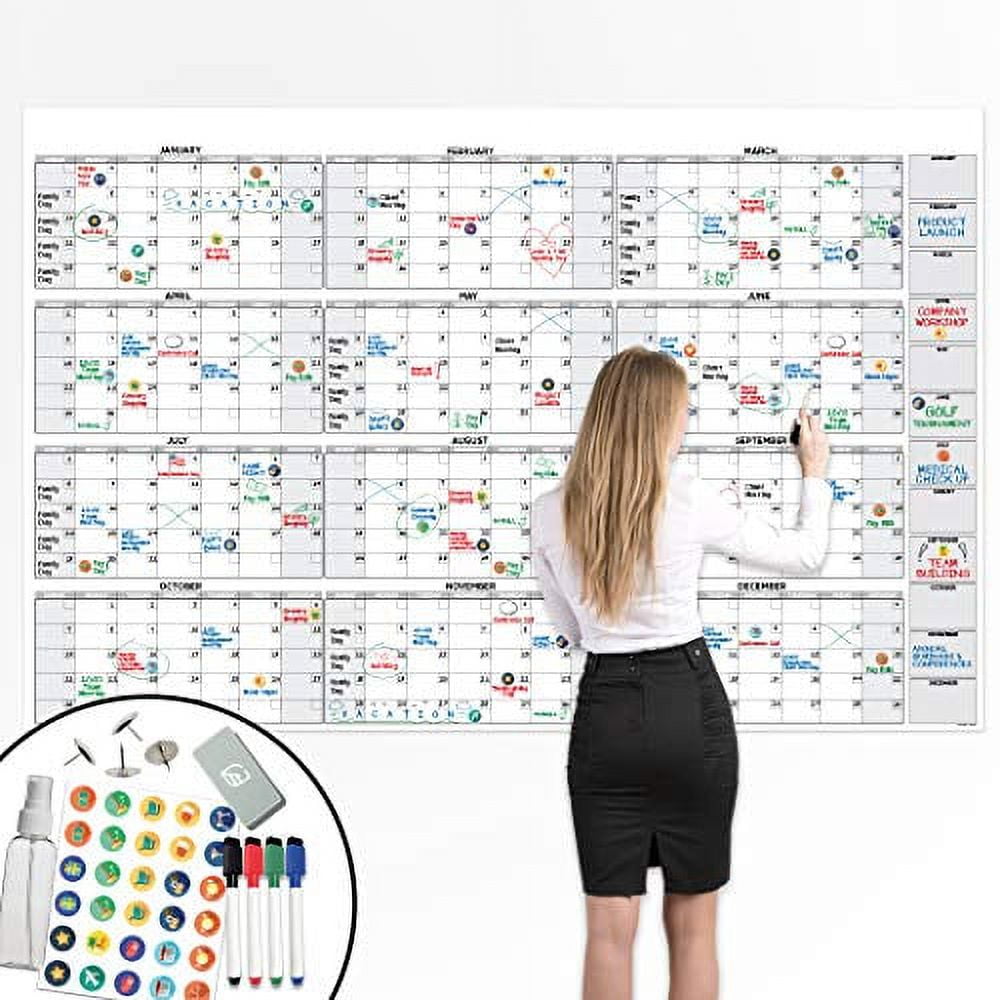Large Dry Erase Yearly Wall Calendar Planner 38" x 58"