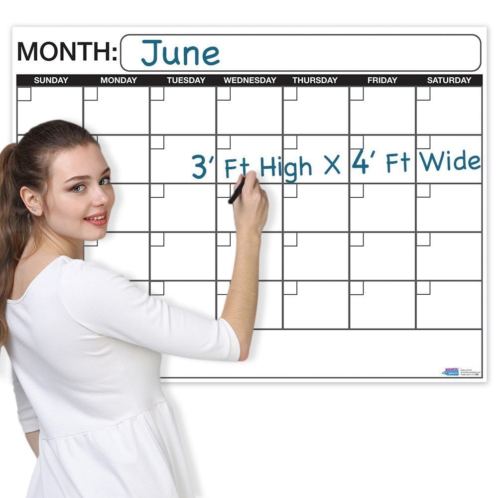 Large Dry or Wet Erase Laminated Monthly Wall Calendar Planner 3 X 4