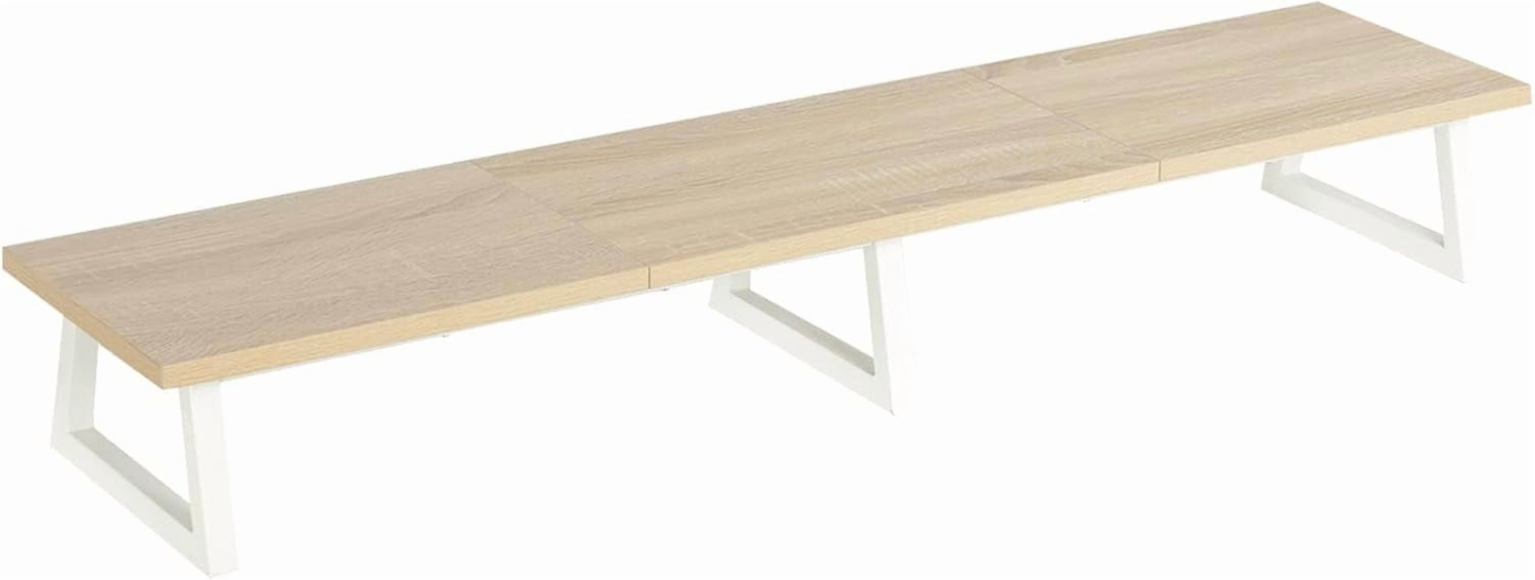 Large Dual Monitor Riser Rustic Brown Extra-Long TV Stand Wood & Steel Desktop Storage Riser for Dual Screen Office Desk Organization