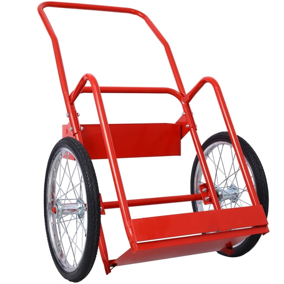 Large Dual Oxygen Tank Cart Dolly Double Cylinder Cart, Full Range, High Rail, with Lifting Eye and Firewall, 20" pneumatic Wheels Includes two fastening belts