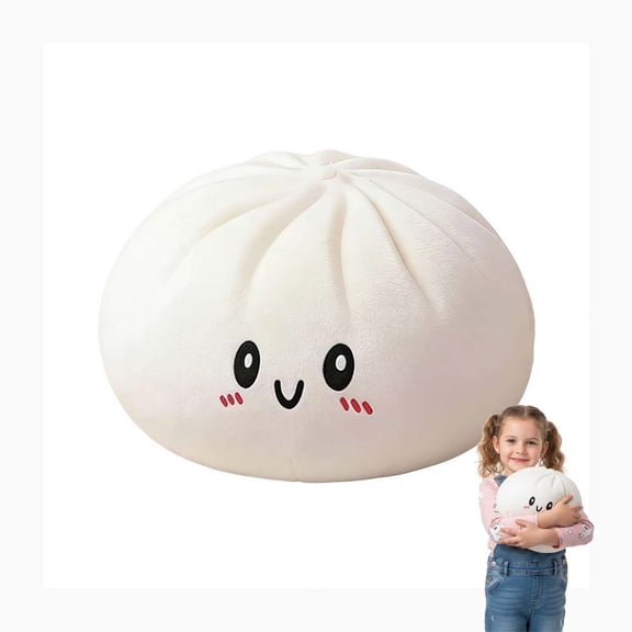 Large Dumpling Decorative Throw Pillow, 12" Soft Food-Shaped Cushion for Bed & Sofa, White