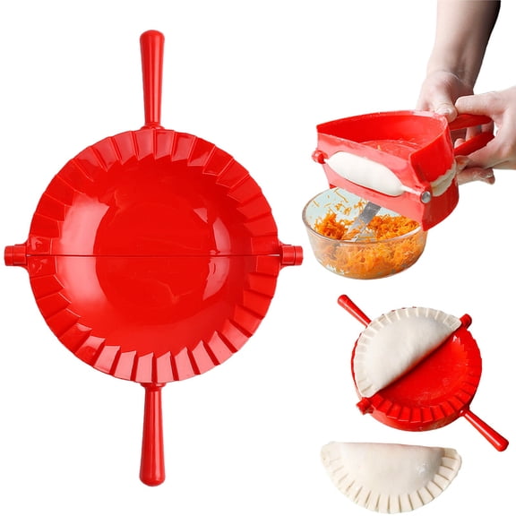 Large Dumpling Maker Press 6.25 Inch Red, Heavy Duty Empanada Ravioli Mold with Cutter Food-Grade Dumpling Press for Festive Cooking Gifts