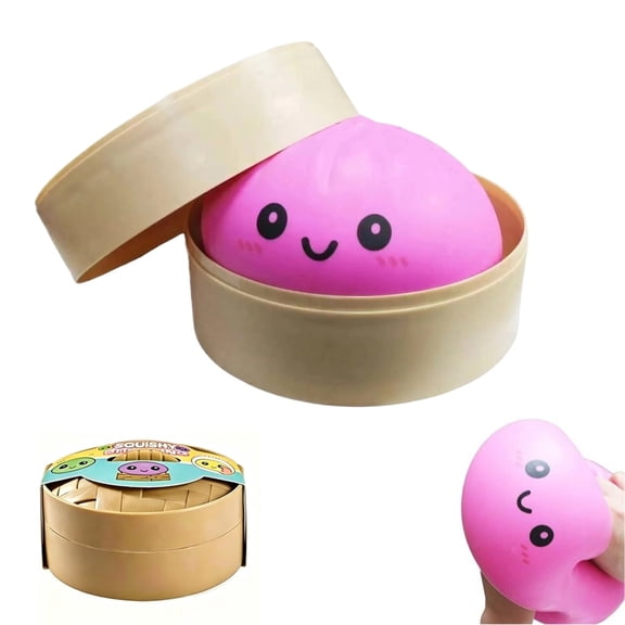 Large Dumpling Stress Relief Squishy Toy | 15cm Slow-Rise Dumpling Squishy | Super Soft & Comfortable, Anxiety Relief, Fun Fidget Gift, Pink