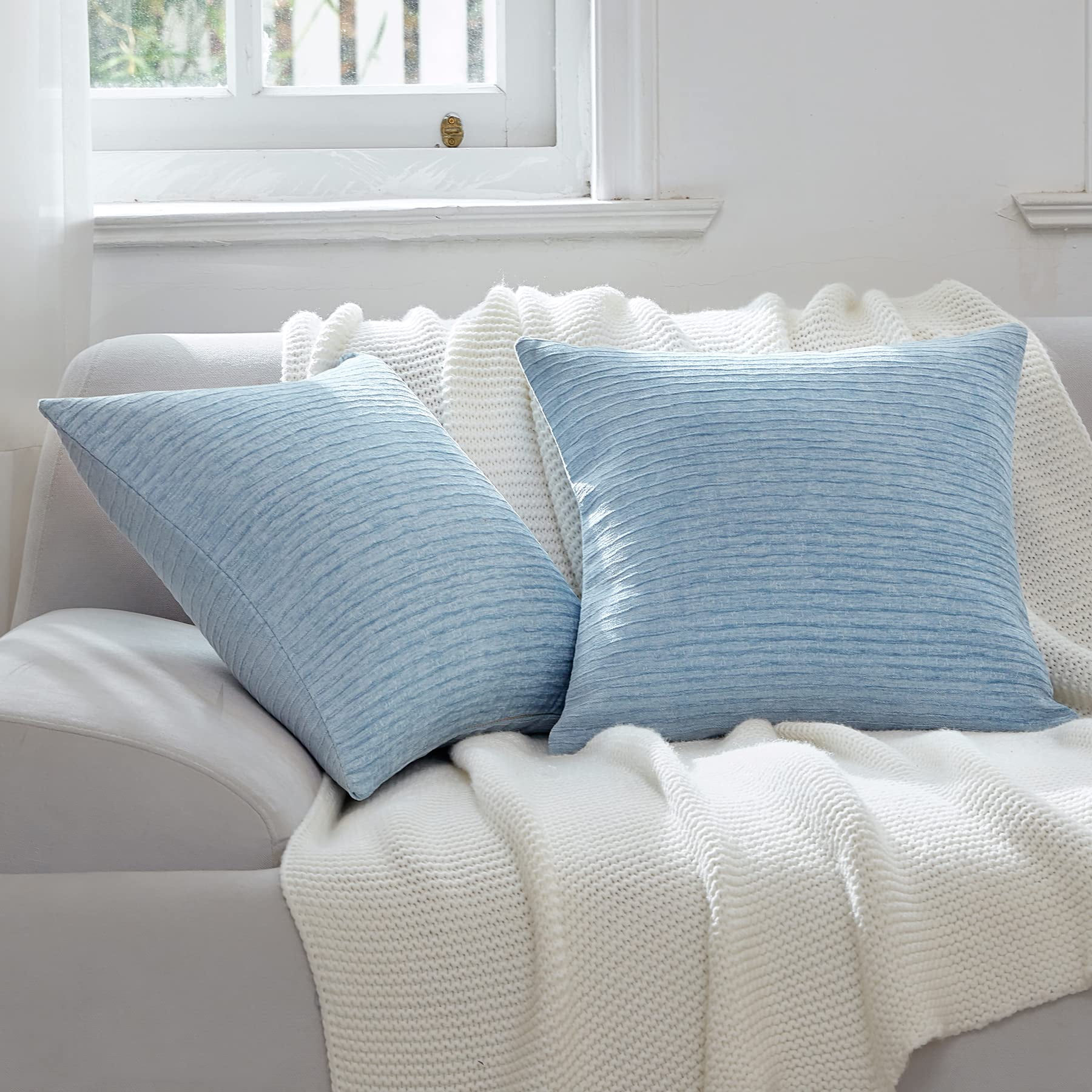 Light blue throw pillow covers hot sale