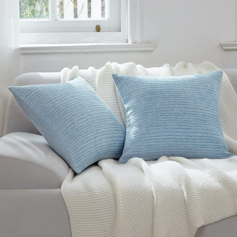 Large Dusty Blue Throw Pillow Covers 24x24 Inch Set of 2 Decorative Accent Pillow Case Square Cushion Covers for Couch Sofa Bed Living Room Farmhouse Decor Walmart