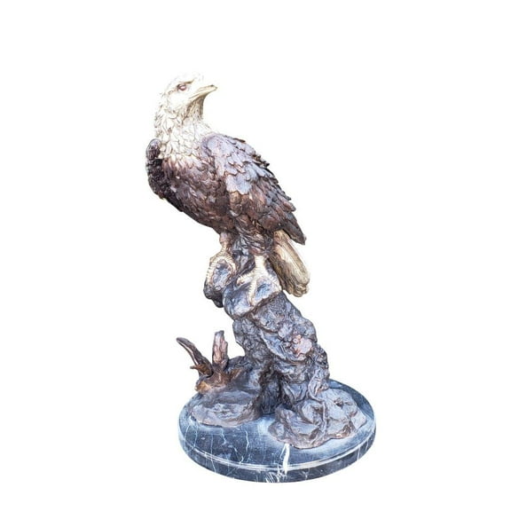 Large Eagle Bronze Statue Mounted on Marble -  Size: 21"L x 23"W x 35"H.