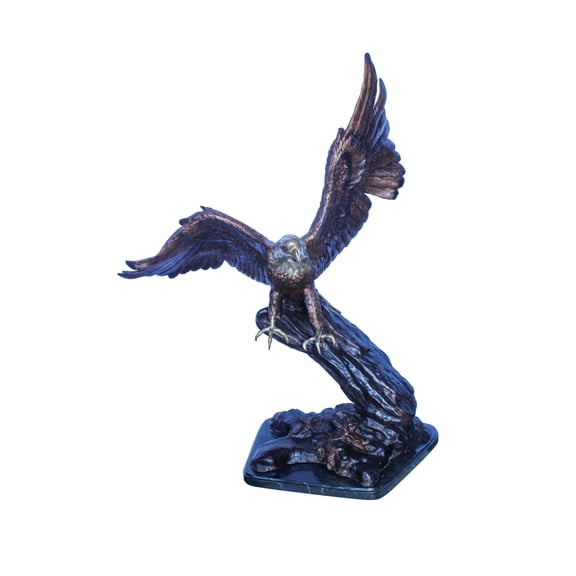 Nifao Large Eagle Coming to Landing Bronze Statue on Marble Base – Home Decor Sculpture, 37"L x 19"W x 46"H