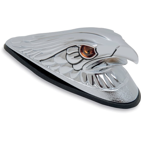 Large Eagle Head Front Fender Ornament with Amber Eyes