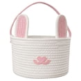 thumbnail image 1 of Large Easter Bunny Basket, Cute Easter Basket, Woven Cotton Rope Egg Easter Baskets with Gift Bags and Ribbons, Pink, 1 of 9