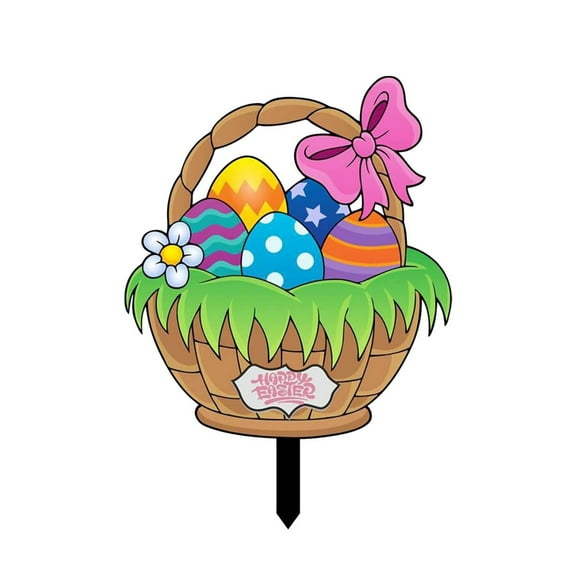 Large Easter Decorations Outdoor Easter Bunny Yard Signs with Stakes Cute Easter White Bunny Yard Decorations Holiday Easter Spring Welcome Signs for Party, Lawn, Garden Yard Decor