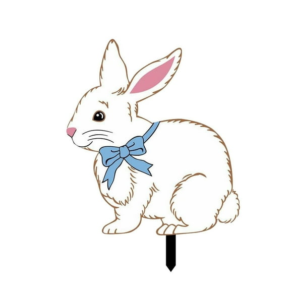 Large Easter Decorations Outdoor Easter Bunny Yard Signs with Stakes Cute Easter White Bunny Yard Decorations Holiday Easter Spring Welcome Signs for Party, Lawn, Garden Yard Decor
