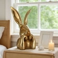 thumbnail image 1 of Large Easter Gold Bunny Table Easter Decor 13" Thinking Rabbits Figurine Resin Table Centerpiece For Home Indoor Elegant Easter Gift, 1 of 7