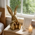thumbnail image 1 of Large Easter Gold Bunny Table Easter Decor 8" Thinking Rabbits Figurine Resin Table Centerpiece For Home Indoor Elegant Easter Gift, 1 of 7