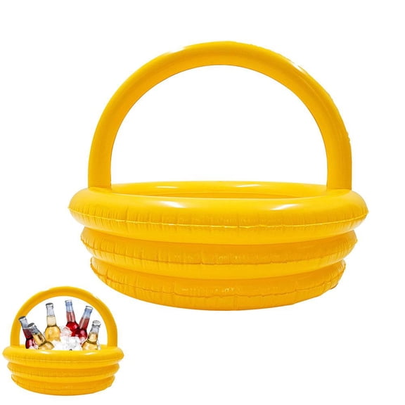 Large Easter Inflatable Gift Ice Basket, Large Capacity Portable Drink Cooler for Pool Beach Party, Easter Theme Inflatable Storage Basket for Beverages Snacks, Outdoor Party Decor