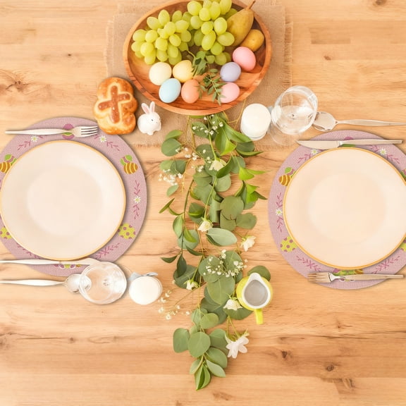 Large Easter Round Placemat For Holiday Table Setting Seasonal Home Decor And Festive Dining Experience With Durable Polyester Construction