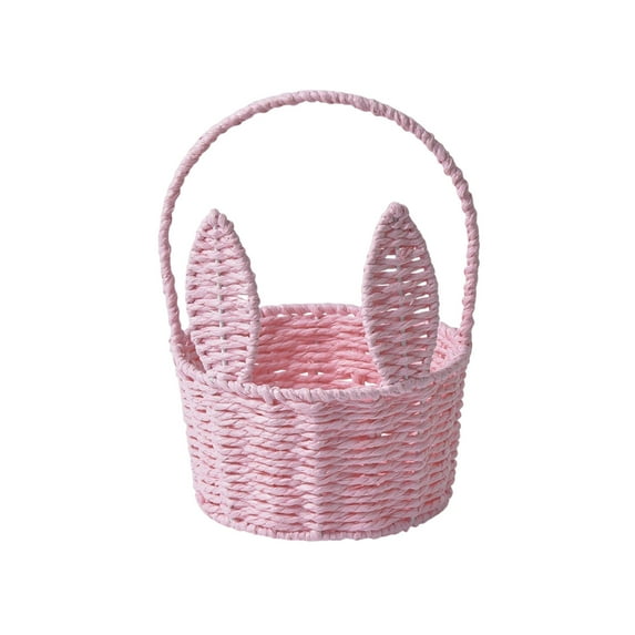 Large Easter Woven Bunny Basket with Long Ears, Storage Tote Bag for Eggs, Kids Gift, and Home Decoration