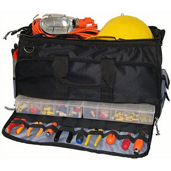Large Easy Search Tool Bag with Multi-Compartment Tray