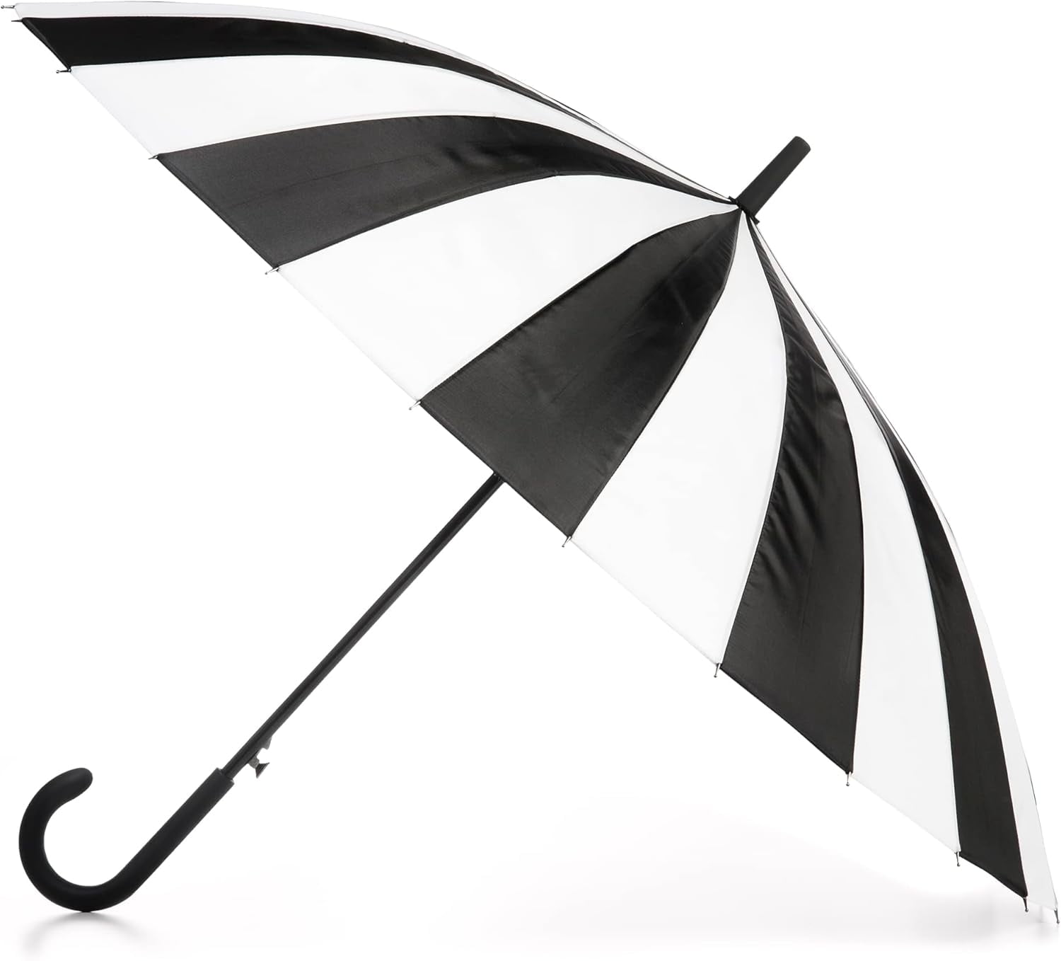 Large Eco Auto-Open 24 Rib Stick Umbrella with a Classic J Hook Curved Handle and water repellant