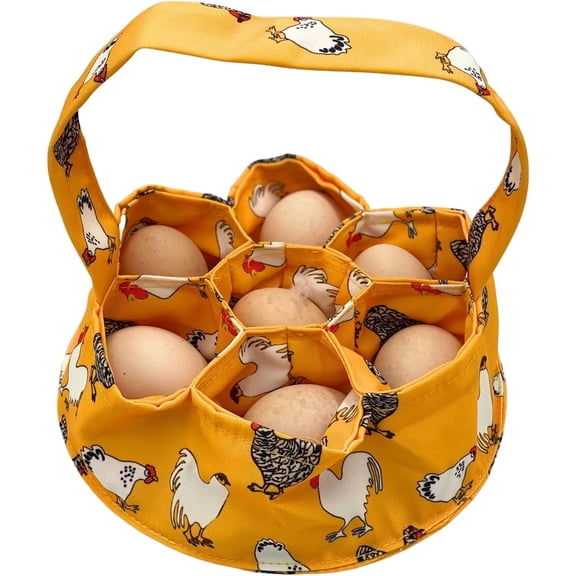 Large Egg Collecting Basket/Bag - Durable Canvas Apron Egg Holder, Collector & Container for Duck, Chicken, Goose Eggs