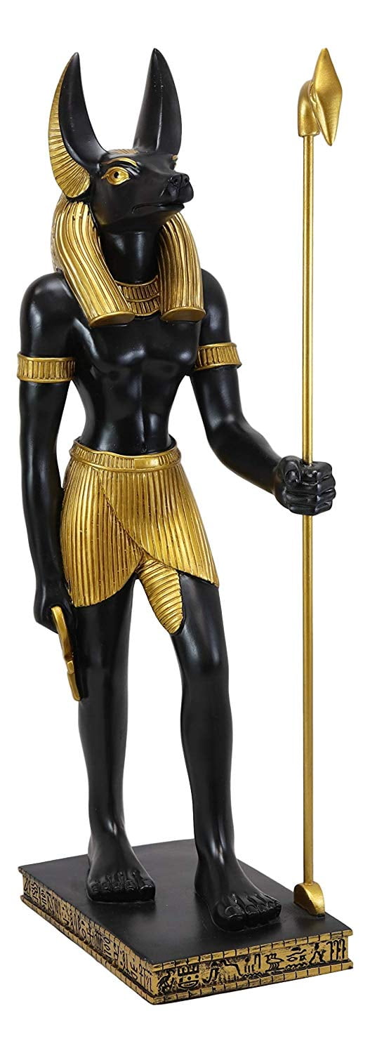 Anubis Black and Gold Resin Egyptian God Statue, 8.5 inches