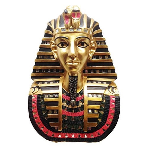 Large Egyptian Pharaoh King Tut Golden Bust Mask Statue Tutankhamun Figurine
