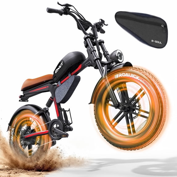 QNUT Retro 1500W Electric Fat Dirt Bike - 28MPH Mountain Cruiser, 48V 18Ah Battery for 60-90 Miles Range, 7-Speed Gear, 20" x4.0 Retro Tires, All-Terrain Ebike