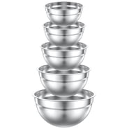TINANA Mixing Bowls Set, 5 PCS Stainless Steel Mixing Bowls, Metal Nesting Storage Bowls for Kitchen, Sizes 4.5, 3, 2, 1.5, 0.75 QT, Great for Prep, Baking, Serving