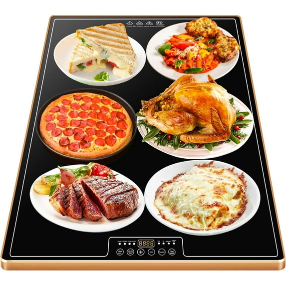Large Electric Warming Tray(32x18 inch),Commercial Metal Food Warmer with Thermostat and Full Surface Heating, Food Warming Mat with 8 Temperature Modes for Parties Buffet,Catering Hot Plate