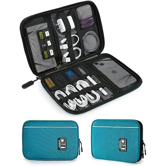 Large Electronics Organizer Travel Case, Travel Cable Organizer Bag for Travel Essentials, Travel Tech Organizer as Travel Accessories, Cord Organizer for Phone, Power Bank SD Card, Blue