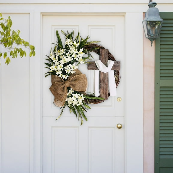 Large Elegant Decorative Front Door Wreath Floral Arrangement Home Wall Display For Year Round Seasonal Holiday
