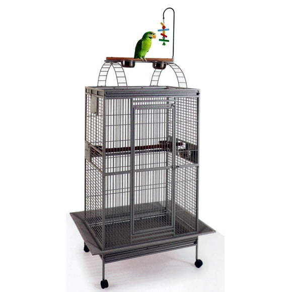 Large Elegant and Durable Wrought Iron Bird Parrot Open Play Top With Toy Hook Rolling Cage With Seed Guard