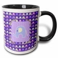 thumbnail image 1 of 3drose, Large Elephant on Elephant Background Tied with Ribbon, Purple, 15oz Two-tone Black Mug, 1 of 6