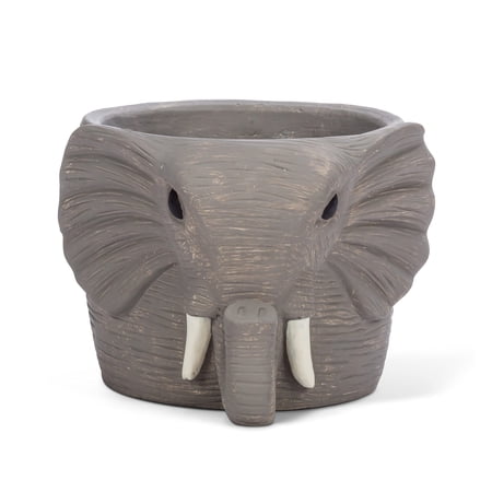 Abbott Collection 27-TUSKER-425-LG Large Elephant Planter, Grey