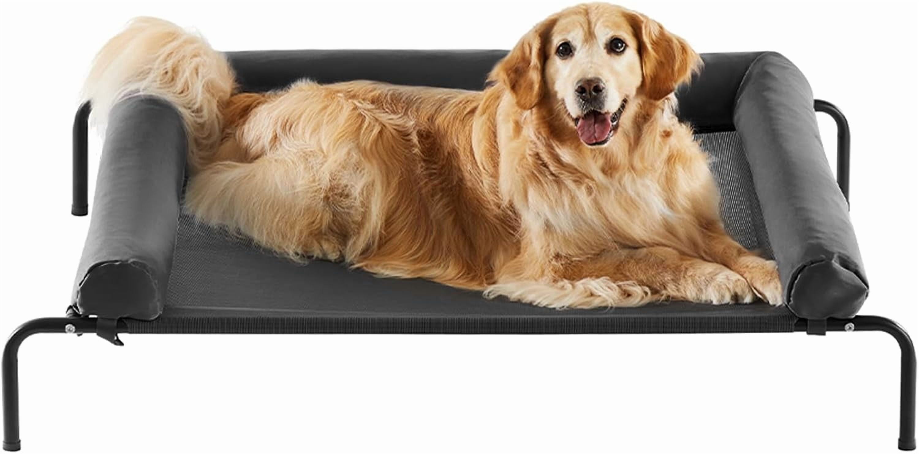 Large Elevated Cooling Dog Bed, Raised Dog Cot Beds for Large Dogs, Elevated Outdoor Pet Cot, Chew Proof Portable Cooling Pet Cot with Skid-Resistant Feet and Breathable Mesh