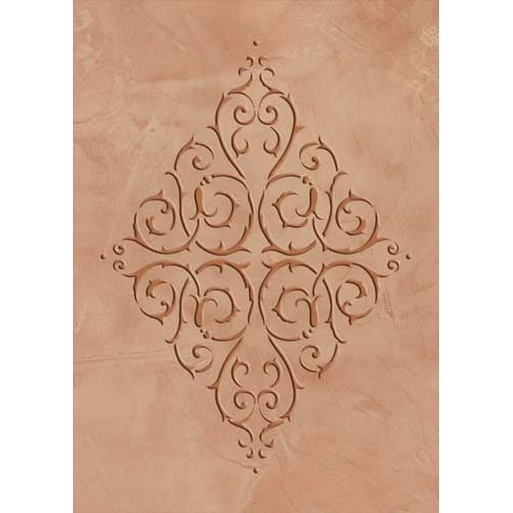 Large Embossed French Medallion Wall Stencil SKU #3474E by Designer Stencils