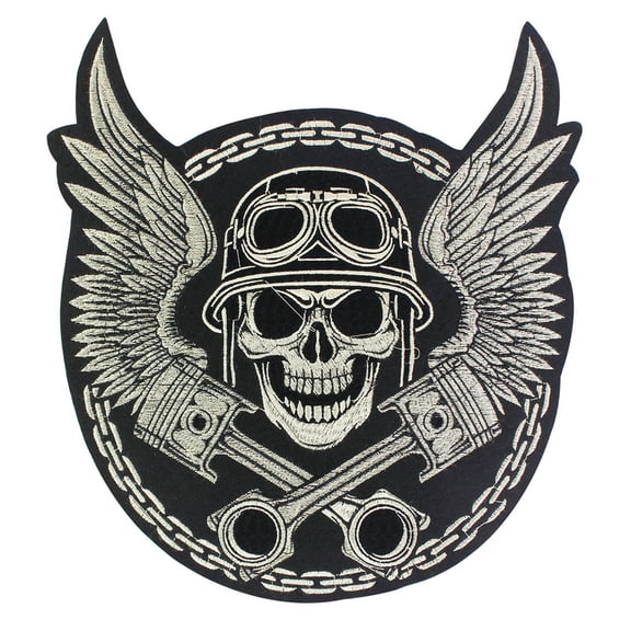 Large Embroidery Skull Patches for Jacket Backpack Motorcycle Patches for Biker Vest Applique Iron on Badge