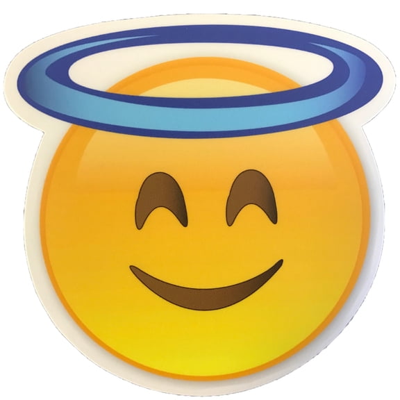 Large Emoji Stickers 4" Premium Thick Durable Weather Resistant Vinyl for Indoor or Outdoor Use (Angel Face Emoji)