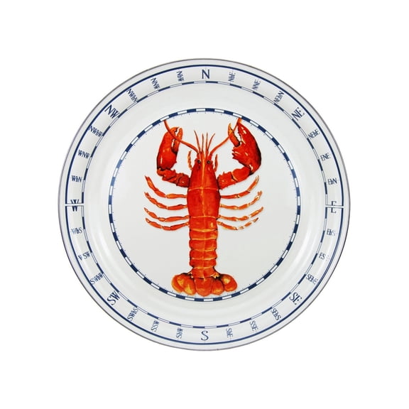 Large Enamelware Tray with Lobster Design for Serving