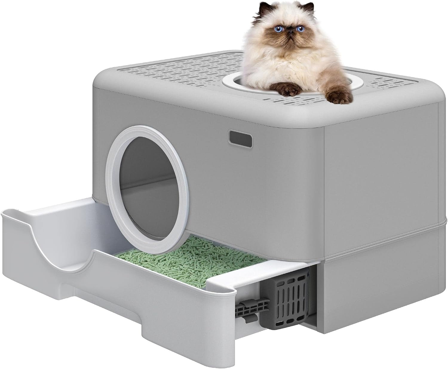 Large Enclosed Cat Litter Box with Lid Cover, Hooded Odorless Anti