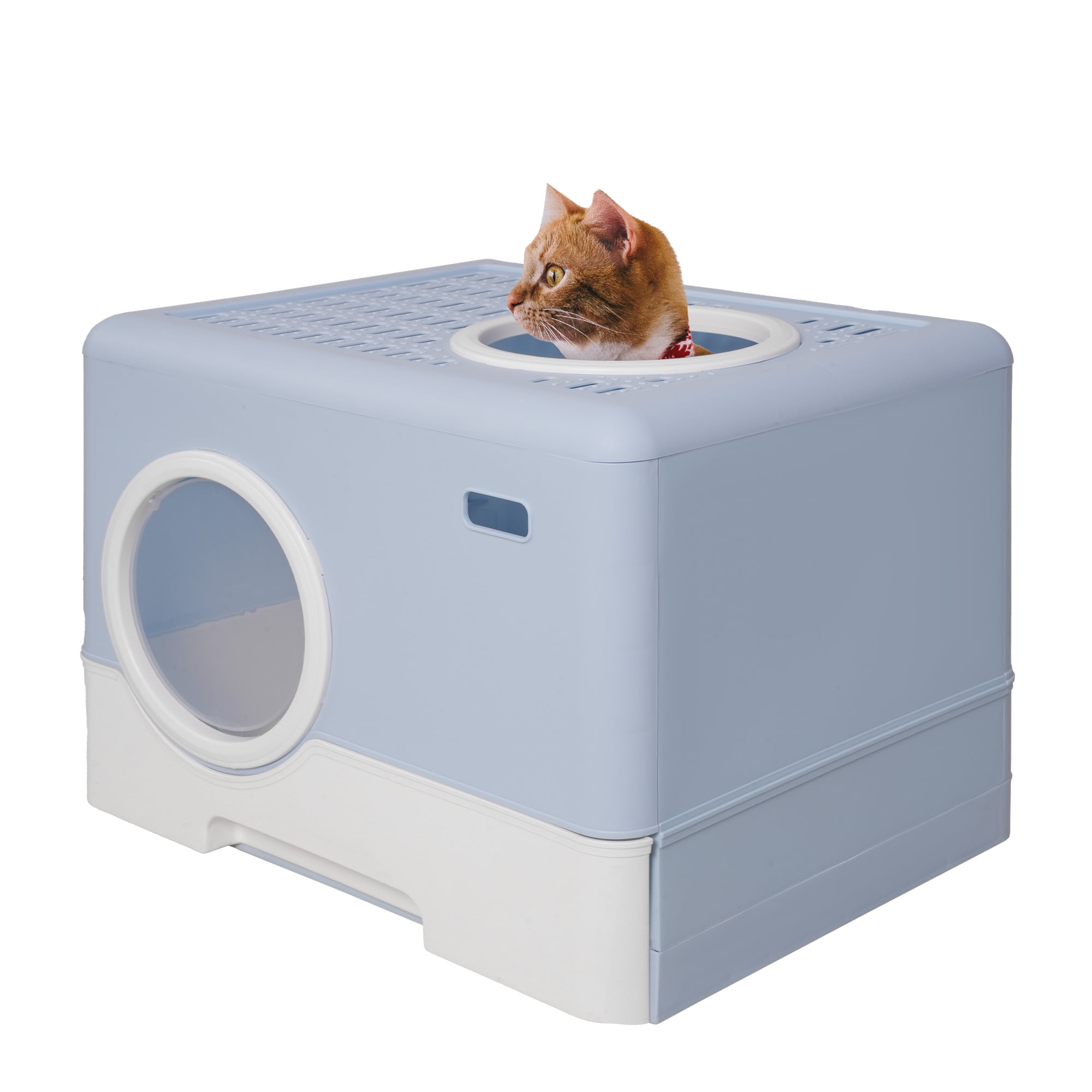 Large Enclosed Cat Litter Box with Lid Cover, Odorless Drawer Type Cat