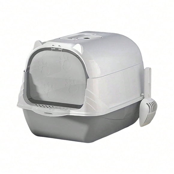 Large Enclosed Cat Litter Box with Lid, Splash-Proof & Odor-Controlled Hooded Kitty Litter Pan with Scoop, Detachable Top Cover & Handle, for Cats Under 33 lbs