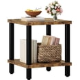 thumbnail image 1 of Large End Table Farmhouse Side Table Industrial Style Sofa Table Coffee Table Metal X Accent Wood End Table NightStand with Storage Shelf for Living Room Bedroom, 1 of 4