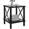 thumbnail image 1 of Large End Table Farmhouse Side Table Industrial Style Sofa Table Coffee Table Metal X Accent Wood End Table NightStand with Storage Shelf for Living Room Bedroom, 1 of 5