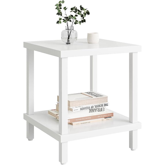 Large End Table Farmhouse Side Table Industrial Style Sofa Table Coffee Table Metal X Accent Wood End Table NightStand with Storage Shelf for Living Room Bedroom